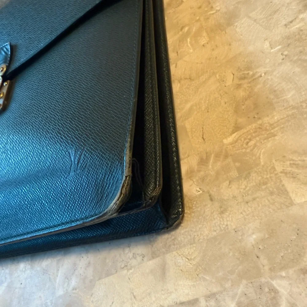 Rare vintage Louis Vuitton Green Taiga Leather Briefcase